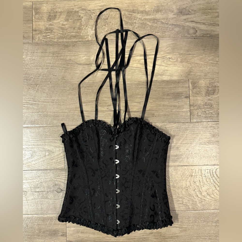 Black Lace-Up Corset Top - Women's Black Corset